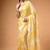 Yellow silky elegance satin silk printed saree