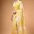 Yellow silky elegance satin silk printed saree