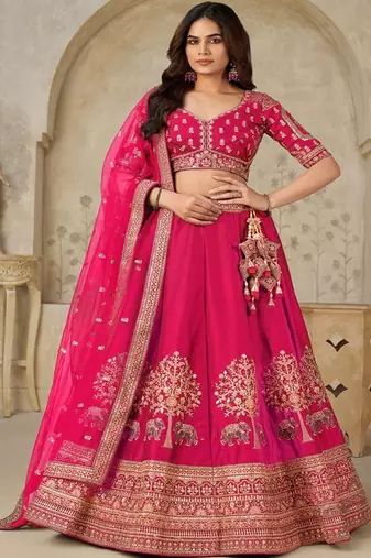 Embroidered Sequinned Semi Stitched Lehenga & Unstitched Blouse With Dupatta