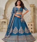 Embroidered Sequinned Semi Stitched Lehenga & Blouse With Dupatta