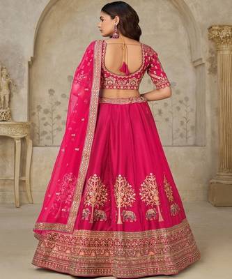 Embroidered Sequinned Semi Stitched Lehenga & Unstitched Blouse With Dupatta 2
