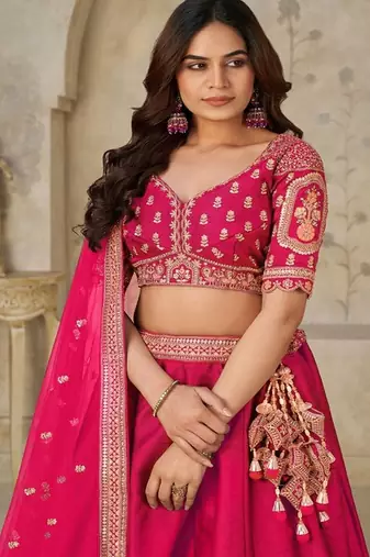 Embroidered Sequinned Semi Stitched Lehenga & Unstitched Blouse With Dupatta