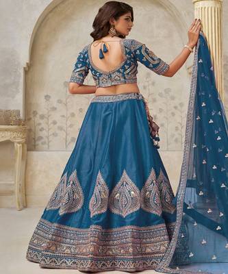 Embroidered Sequinned Semi Stitched Lehenga & Blouse With Dupatta 2