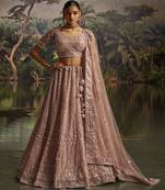 Embroidered Sequinned Semi Stitched Net Lehenga & Unstitched Blouse With Dupatta