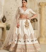 Embroidered Sequinned Semi Stitched Lehenga & Unstitched Blouse With Dupatta