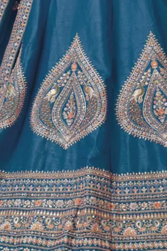 Embroidered Sequinned Semi Stitched Lehenga & Blouse With Dupatta