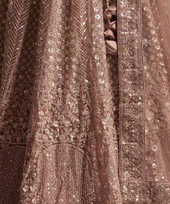 Embroidered Sequinned Semi Stitched Net Lehenga & Unstitched Blouse With Dupatta 2
