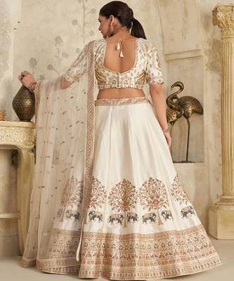 Embroidered Sequinned Semi Stitched Lehenga & Unstitched Blouse With Dupatta 2