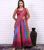 Bandhni Printed Sequins Ready to Wear Lehenga & Blouse With Dupatta