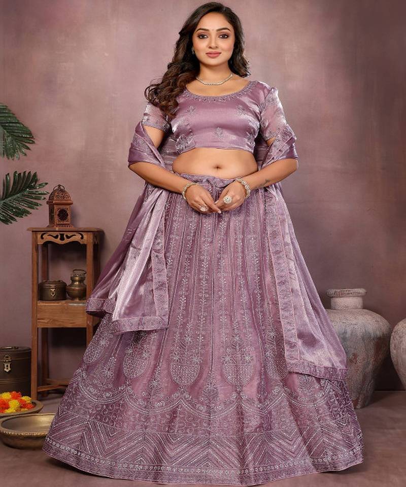 Embellished Semi Stitched Lehenga Choli With Dupatta