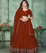 Embroidered Sequinned Semi Stitched Lehenga & Unstitched Blouse With Dupatta