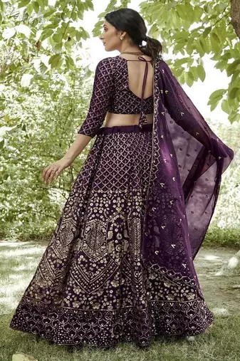 Embroidered Sequinned Semi Stitched Lehenga & Unstitched Blouse With Dupatta