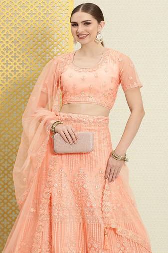 Women Jashn Sequinned Embroidered Stitched Lehenga & Blouse With Dupatta
