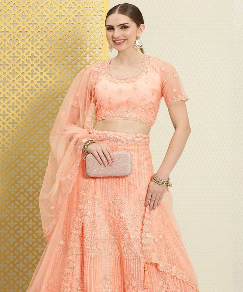 Women Jashn Sequinned Embroidered Stitched Lehenga & Blouse With Dupatta