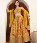 Embroidered Printed Georgette Lehenga Choli With Dupatta