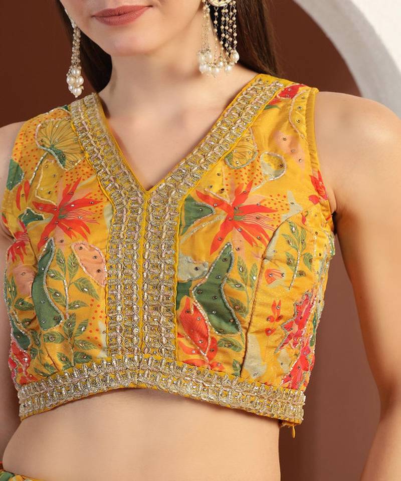 Embroidered Printed Georgette Lehenga Choli With Dupatta