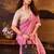 Pink elegance tussar silk printed saree with unstitched blouse