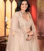 Embroidered Sequinned Semi Stitched Net Lehenga & Unstitched Blouse With Dupatta