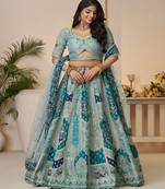 Embroidered Sequinned Semi Stitched Lehenga & Unstitched Blouse With Dupatta