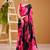 Pink satin silk floral printed smoothness saree