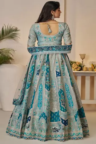Embroidered Sequinned Semi Stitched Lehenga & Unstitched Blouse With Dupatta