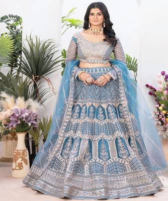 Embellished Semi Stitched Lehenga & Unstitched Blouse With Dupatta 1