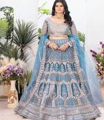 Embellished Semi Stitched Lehenga & Unstitched Blouse With Dupatta