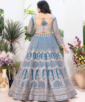 Embellished Semi Stitched Lehenga & Unstitched Blouse With Dupatta 4