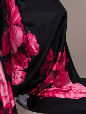 Pink satin silk floral printed smoothness saree 5