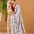 Off White satin silk floral printed smoothness saree