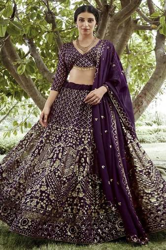 Embroidered Sequinned Semi Stitched Lehenga & Unstitched Blouse With Dupatta
