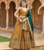 Woven Design Art Silk Lehenga & Unstitched Blouse With Dupatta