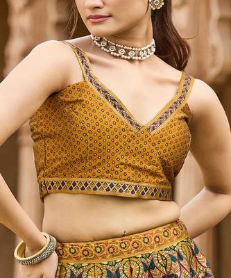 Woven Design Art Silk Lehenga & Unstitched Blouse With Dupatta 2