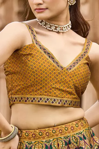 Woven Design Art Silk Lehenga & Unstitched Blouse With Dupatta