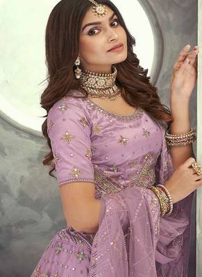 Embroidered Sequinned Net Semi Stitched Lehenga & Blouse With Dupatta 2