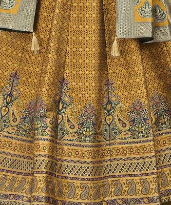 Woven Design Art Silk Lehenga & Unstitched Blouse With Dupatta 3