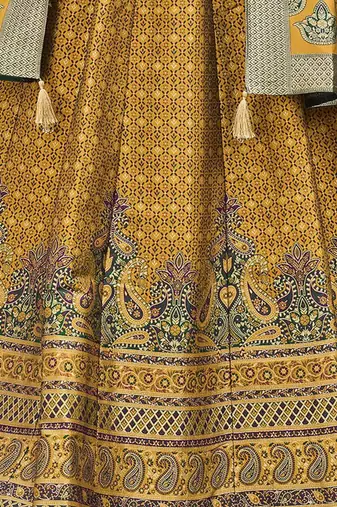 Woven Design Art Silk Lehenga & Unstitched Blouse With Dupatta
