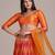 Orange & Gold Toned Semi Stitched Lehenga Choli With Dupatta