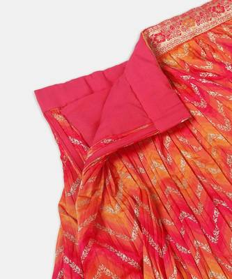 Orange & Gold Toned Semi Stitched Lehenga Choli With Dupatta 3