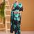 Teal satin silk floral printed smoothness saree