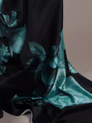 Teal satin silk floral printed smoothness saree 5