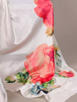 off-white satin silk floral printed smoothness saree 5
