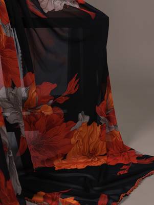 Black weightless marble floral printed with lace border saree 4
