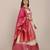 Women White & Pink Semi Stitched Lehenga & Unstitched Blouse With Dupatta