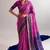 Pink viscose chanderi printed & zari weaving work saree