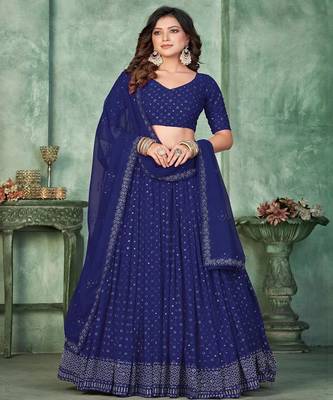 Embroidery and Sequince Work Georgette Fabric Lehenga Choli With Georgette Dupatta 1