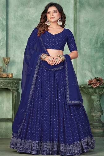 Embroidery and Sequince Work Georgette Fabric Lehenga Choli With Georgette Dupatta