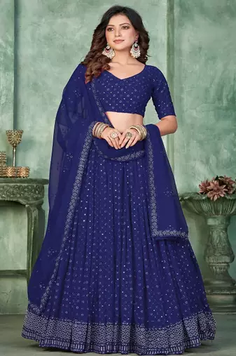 Embroidery and Sequince Work Georgette Fabric Lehenga Choli With Georgette Dupatta