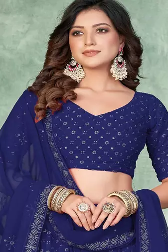Embroidery and Sequince Work Georgette Fabric Lehenga Choli With Georgette Dupatta