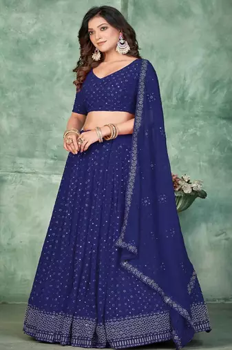 Embroidery and Sequince Work Georgette Fabric Lehenga Choli With Georgette Dupatta
